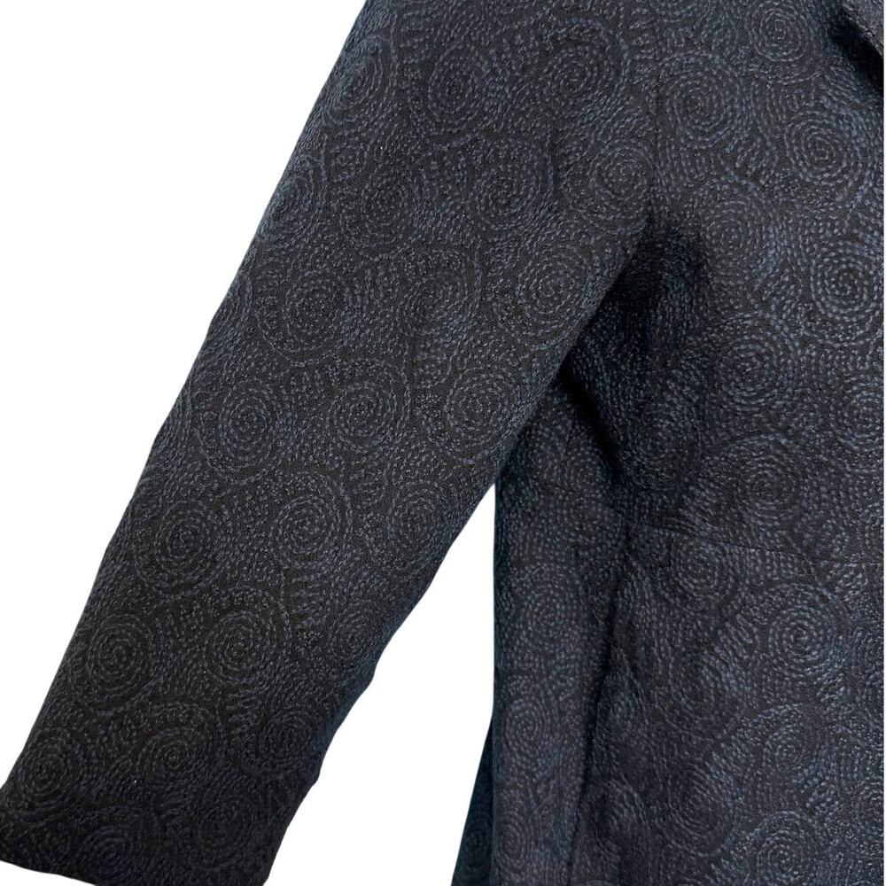 Eileen Fisher Black Embroidered Blue Swirl Wool Single Button Blazer Size XS - Picture 9 of 14